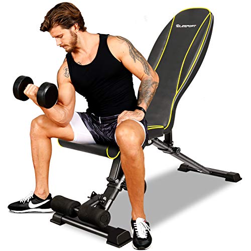 TELESPORT Adjustable Bench, Multi-Purpose Strength Training Bench for Full Body Exercise, Foldable Bench for Home Gym, 600LBS Weight Capacity