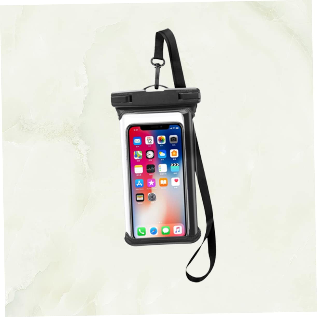 KALLORY Mobile Phone Bag PVC Floating Pouch for Outdoor Water Sports Swimming Beach and Hiking Durable Phone Case with Lanyard Black