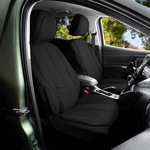 ZONETECH Full Set of 5 Seat Covers for Cars, Waterproof Nappa Leather,Universal Auto Interior Fit for Most Sedans SUV Pick-up Truck (Black)