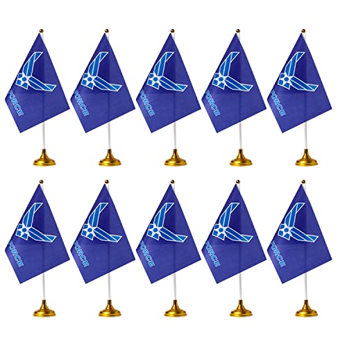 WXTWK 12 Pack American USA Air Force Wings Desk Flag Small Mini US Military Table Flags With Stand Base,United States Army Festival Events Celebration Decorations