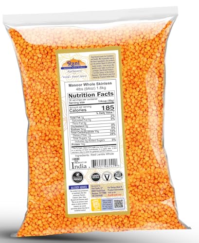 Image of Rani Masoor Gota (Football) Indian Red Lentils Skinless 64oz (4lbs) 1.81kg Bulk ~ All Natural | Gluten Friendly | NON-GMO | Kosher | Vegan | Indian Origin