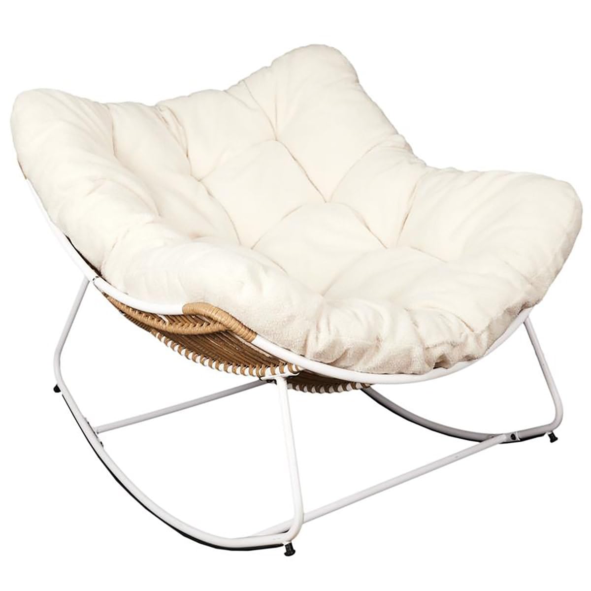 Fauteuil à bascule blanc avec assise capitonnée Merida