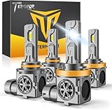 Termitor Upgraded H11 9005 Light Bulbs Combo, 100,000LM 1200% Super Bright H9 H8 Bulbs, 80000+Hrs Long Life, 1:1 Halogen Fit Plug-N-Play H9 H8 HB3 Lights Kit, 6500K White, Pack of 4