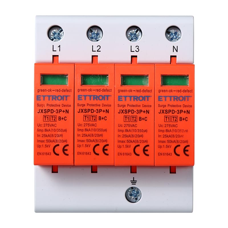 ETTROIT SCARICATORE LIMITATORE DI SOVRATENSIONE 4 MODULI TIPO T1+T2 3P+N 25KA-50KA SPD A LIMITAZIONE PER BARRA DIN