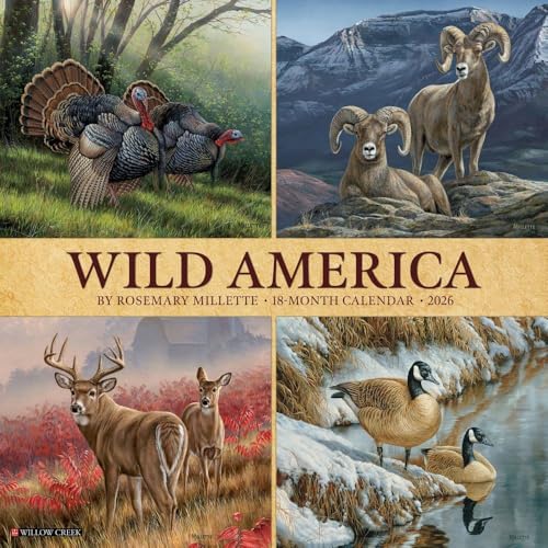 Willow Creek Press, Wild America 2026 Wall Calendar, 12'' X 12'', 18-Month Calendar with Stapled Binding