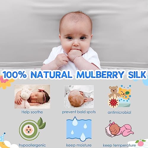 Image of PROMEED 100% Mulberry Silk Bassinet Sleeve for Baby Bald Spots, Preminium 23 Momme Silk Bassinet Half Sheet for Baby Hair Loss (Light Grey)
