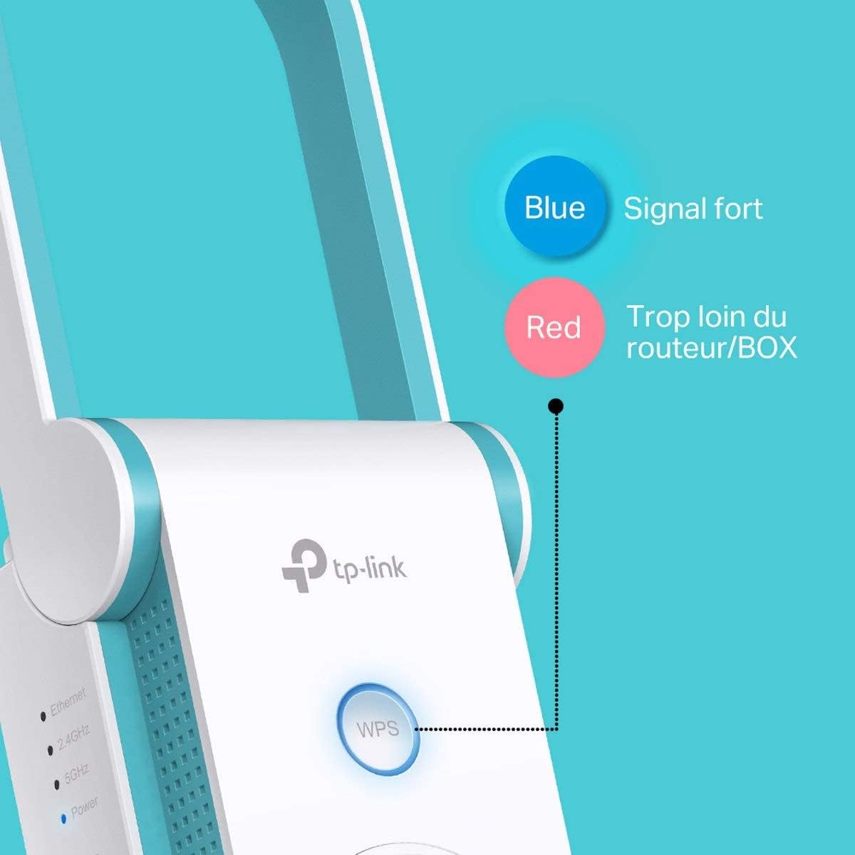 TP-Link Répéteur WiFi(RE365(FR)), Amplificateur WiFi AC1200, WiFi Extender, WiFi Booster, couvre jusqu'à120㎡, Compatible avec toutes les box internet
