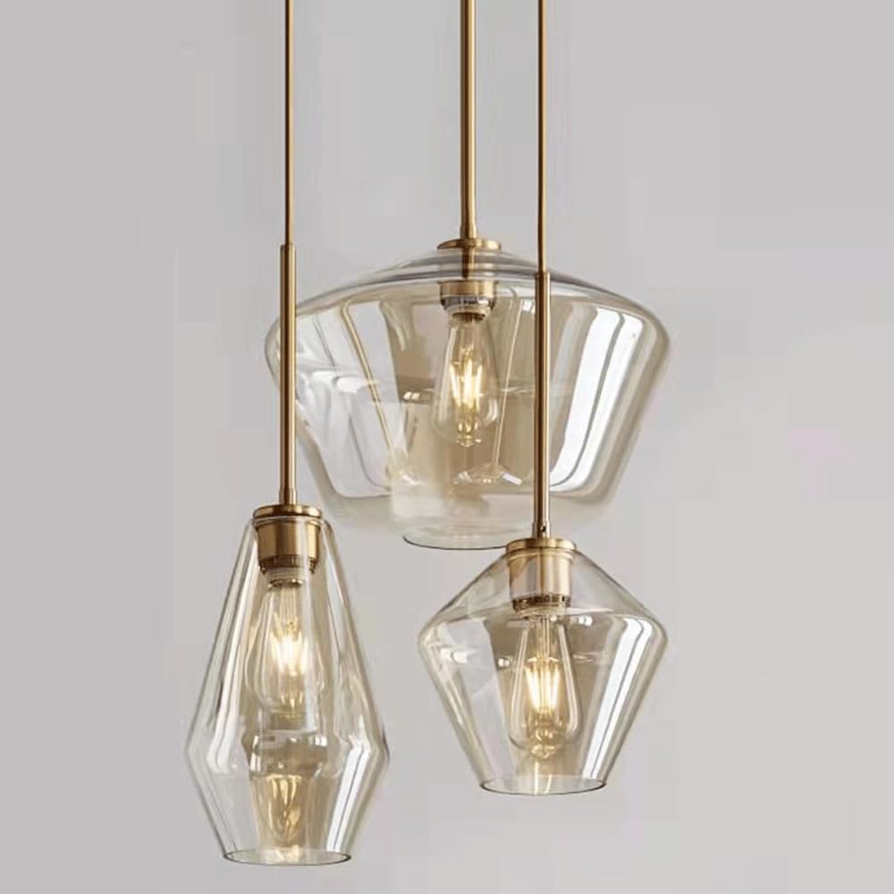 1 luz Colgante Interior Cocina Isla Luces Colgantes soplado a Mano Vidrio ámbar lámparas de Techo Acabado Dorado Moderno Granja baño Comedor sobre Fregadero