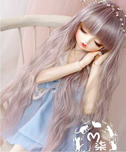 Tita-Doremi BJD Poupée Perruque Ball-Jointed Doll 1/3 8-9 inch 22-24cm Dollfie Pullip SD DOD DD Gray Mix Pink Doll Toy Head Perruque Cheveux (Perruque Seulement,Pas Une poupée )
