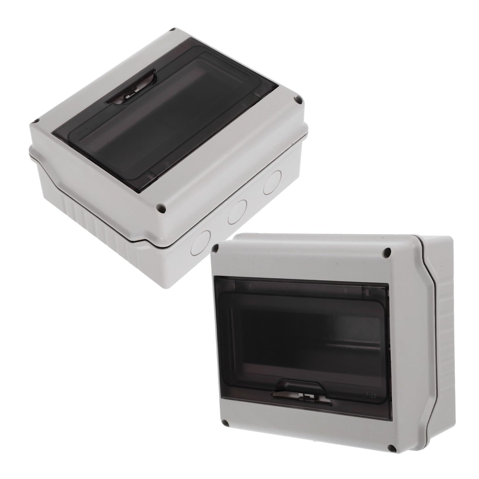 WOONEKY 2 Piezas Caja Eléctrica Estanca Vías con Ventana Transparente y Carril Din Caja de Distribución para Exterior con Protección contra Humedad y Fácil Mantenimiento de Unidades