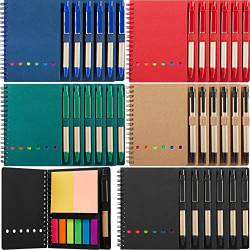 Jutom 30 Pack Spiral Notebook Steno Pads Lined Notebook Notepad With Pen In Holder Sticky Notes And Page Marker Colored Index Tabs Pocket Notebooks For Office School Supplies, 4.7 X 5.9 Inches #TOP26