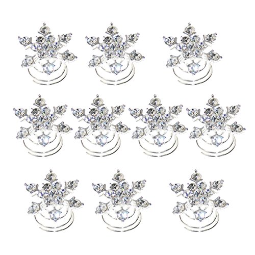 Chicone Snowflask Hair Coils Swirls Twists Spirals Springs Pins for Bridal Wedding Prom Set of 10