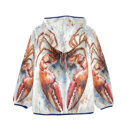 Watercolor Crawfish Toddler Fleece Jacket Girl Boys Hooded Fleece Jacket Coat Warm Outwear Zip-up 3-10T2