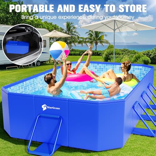 Image of StarOcean Large Foldable Pool,Non-Inflatable Swimming Pool Adult 118x73x20 | 2026 Kid,Adult Collapsible Pool Hard Plastic,Overthickened Extra Large Foldable Pool,Portable Folding Kid Pool for Backyard