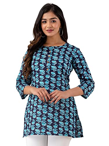 Image of feranoid Women Cotton Printed Straight Short Kurti