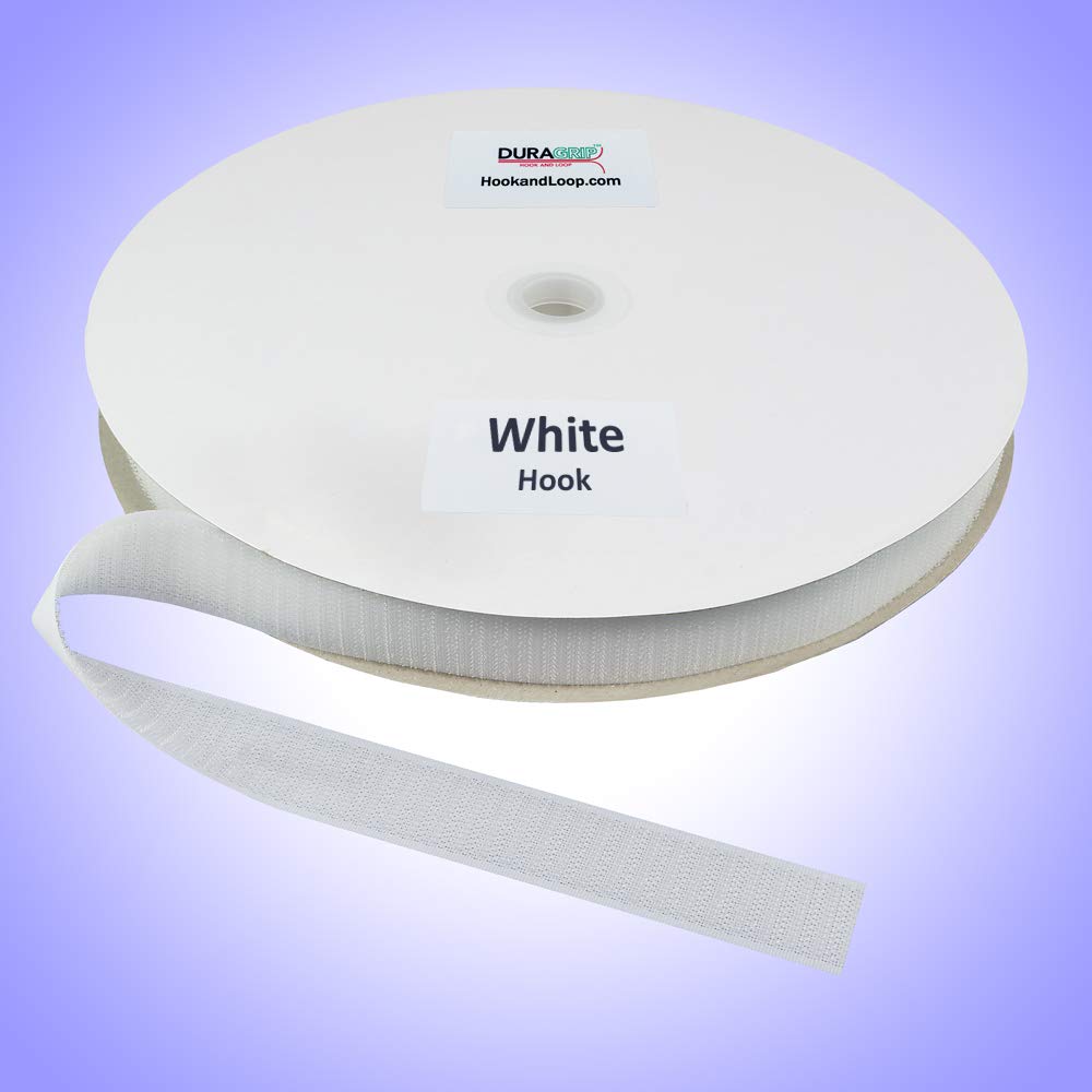 DuraGrip® Brand - 1" White Hook Sew-On | Hook Side Only, Loop Side Sold Separately