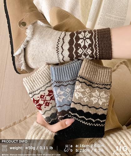Image of IIG Cute Warm Wool Socks for Women Super Cozy Thick Crew Winter Socks Gifts, 5 Pairs