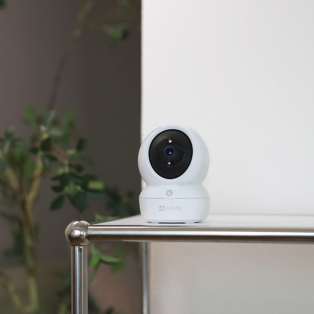 Lot de 2 caméras de sécurité Wi-Fi H6c Pro 3MP pour bébé avec détection de mouvement, suivi intelligent, vision nocturne bidirectionnelle, télécommande fonctionne avec Alexa, blanc