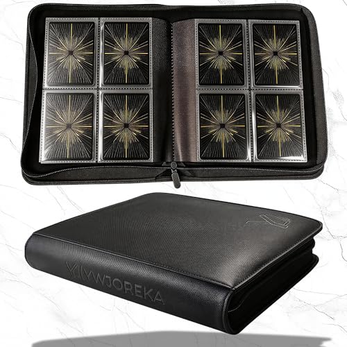 Toploader Binder 4 Pocket Holds 128 Toploaders Double-Sided Card Storage Binder for 3 x 4 Rigid Cards PU Leather Album for Trading Cards & Sports Cards(black)