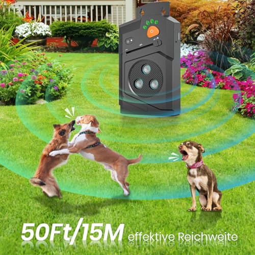 Honey Paws Antibell Ultraschall Gerät Hunde – Auto Anti Bell Gerät Hunde mit 3 Modi, Hund bellen stoppen, Ultraschall Hundeabwehr wasserdicht, Reichweite 15m, USB aufladbar Bellstopp