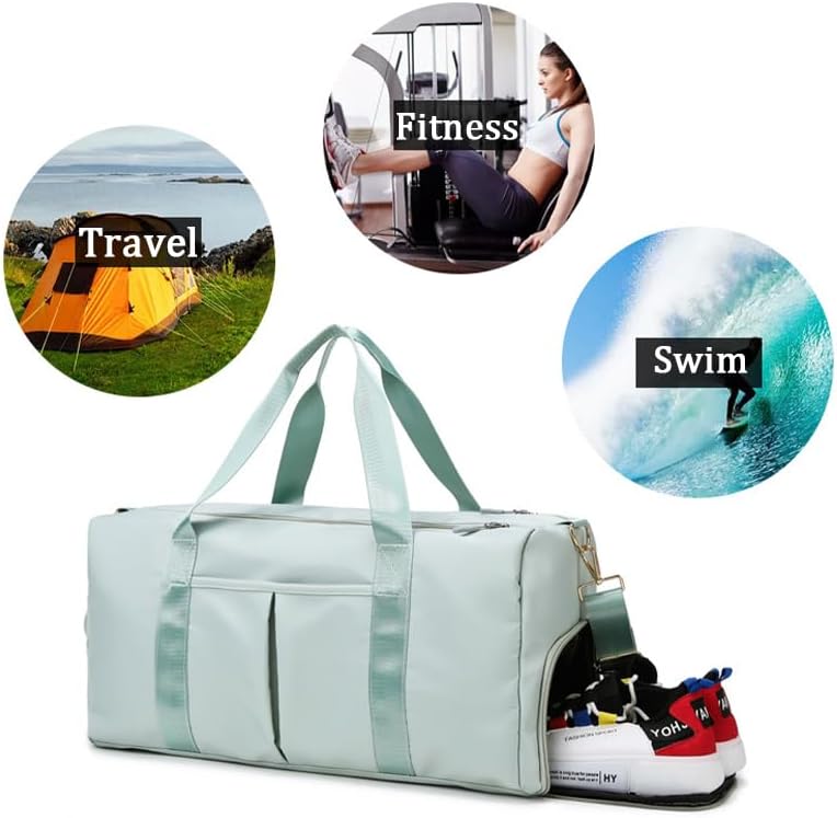 Personalized Gym Bag with Name – Custom Duffel Bag for Women with Embroidered Text, Lightweight Travel & Sports Bag with Shoe Compartment