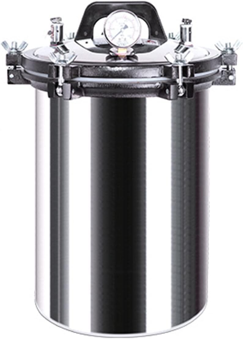 Autoclave esterilizador de vapor, diseño vertical de acero inoxidable, equipo de laboratorio para una esterilización segura a presión y prevención de quemaduras en seco
