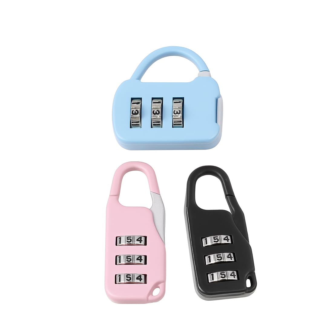 Unikkus, Set of 3 Mini Number Locks – Resettable 3-Digit Combination Locks for Travel, Bags & Suitcases, Plastic Made Number Lock, Lightweight 3-Digit Mini Combo Locks-image-13
