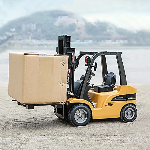 Mostop Remote Control Forklift 1/10 Scale Rc Forklift With Metal Carrier Slab, 2.4Ghz Rc Construction Engineering Forklift Toy Warehouse Truck Vehicle 10 Channel Toy Forklift With 2 Pallets & Lights #TOP6