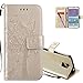 Produktbild COTDINFOR Samsung Note 4 Hülle für Mädchen Elegant Retro Premium PU Lederhülle Tasche mit Magnet Standfunktion Schutz Etui für Samsung Galaxy Note 4 Gold Wishing Tree with Diamond KT.