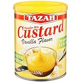 TAZAH Vanilla Custard Powder Mix, Easy to Prepare, No Added Sugar, 12.3 Oz (350g) Tin
