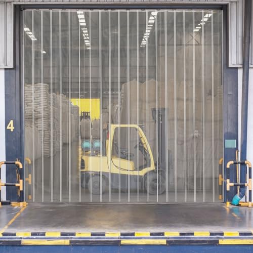 Image of Moukeren Plastic Curtain Strips, 50 ft x 8 in Clear PVC Strip Curtain Roll, Heavy Duty Plastic Insulated Freezer Door Strips for Commercial, Walk-in Cooler, Garage, Warehouse, 0.08 inch Thickness