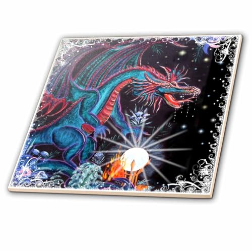3dRose ct_3843_4 Dragon Majick of the Opal 2-Ceramic Tile, 12"
