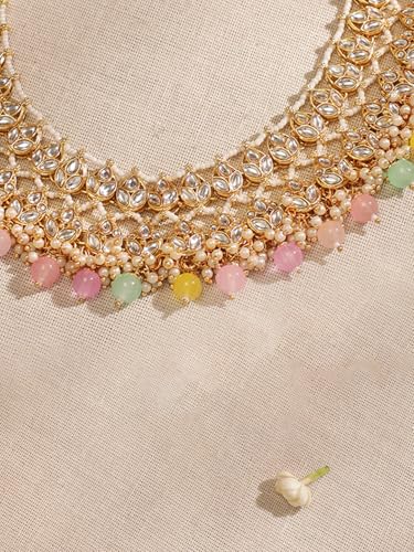 Image of Rubans Beads Necklace Set Gold Plated Traditional Jewellery Gift for Women & Girls