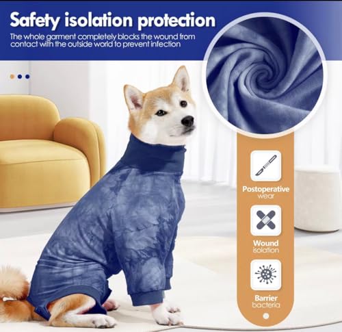 Image of KUTKUT Full Coverage Small Dog Recovery Suit Post Surgery - Full Body Surgical Onsie for Male & Female Dogs, Anti-Lick Wound Healing Shirt (Size:S, Blue)