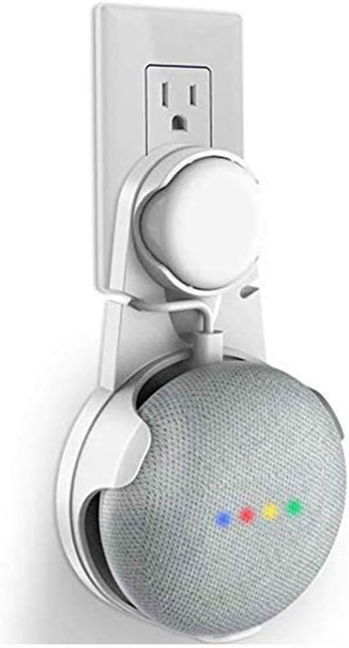 Sincetop Google Home Mini Wall Mount,Simple Outlet Wall Mount Hanger Stand for Home Mini Voice Assistant by Google - Wrap Cord Around Back Reel - No Need Drill and Screw