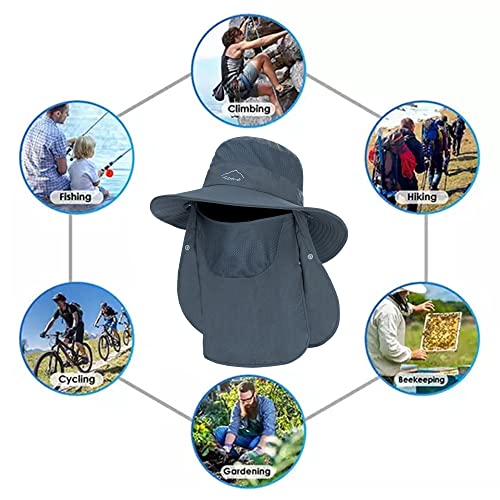 Image of Fishing Hat for Men, Outdoor 3 in 1 Sun Hat Summer Safari Boonie Cap