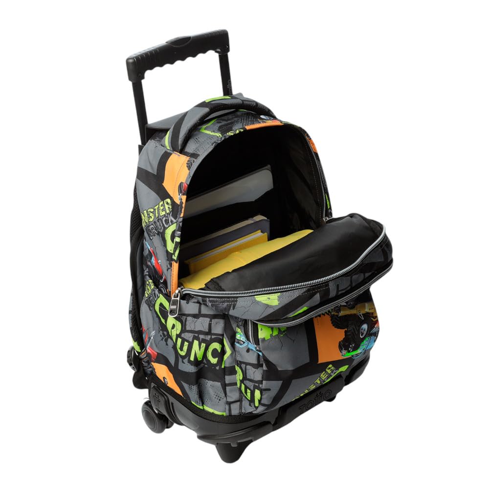 TOTTO - Mochila Escolar con Ruedas, Modelo Renglones, Capacidad 26,21 Litros, Bolsillo para PC 14", Bolsillo para Botella, Correas en S para Mayor Comodidad, Resistente