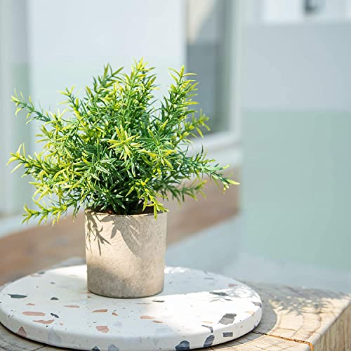 Velener Artificial Potted Rosemary Plants- Rustic Farmhouse Topiary Shrubs For Decoration Centerpieces Living Room, Shelf Bedroom Aesthetic Green Bathroom Accessories Boho Small Desk Plant Office #TOP3