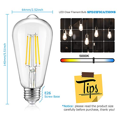 image for TOBUSA Vintage LED Dimmable Edison Light Bulbs 100W Incandescent Equiv