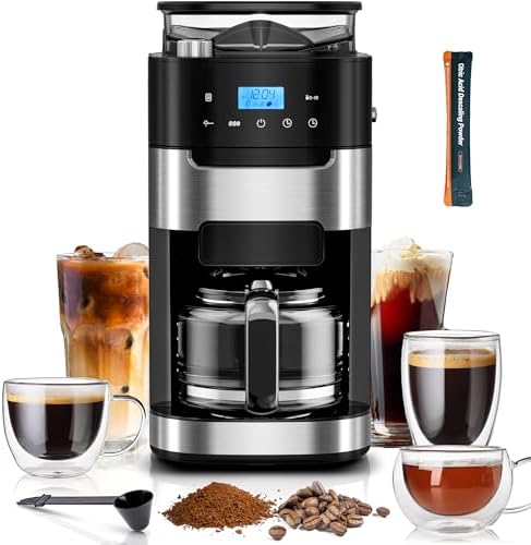 Kismile 10-Cup Digital Drip Coffee Maker with Built-In Grinder, P...