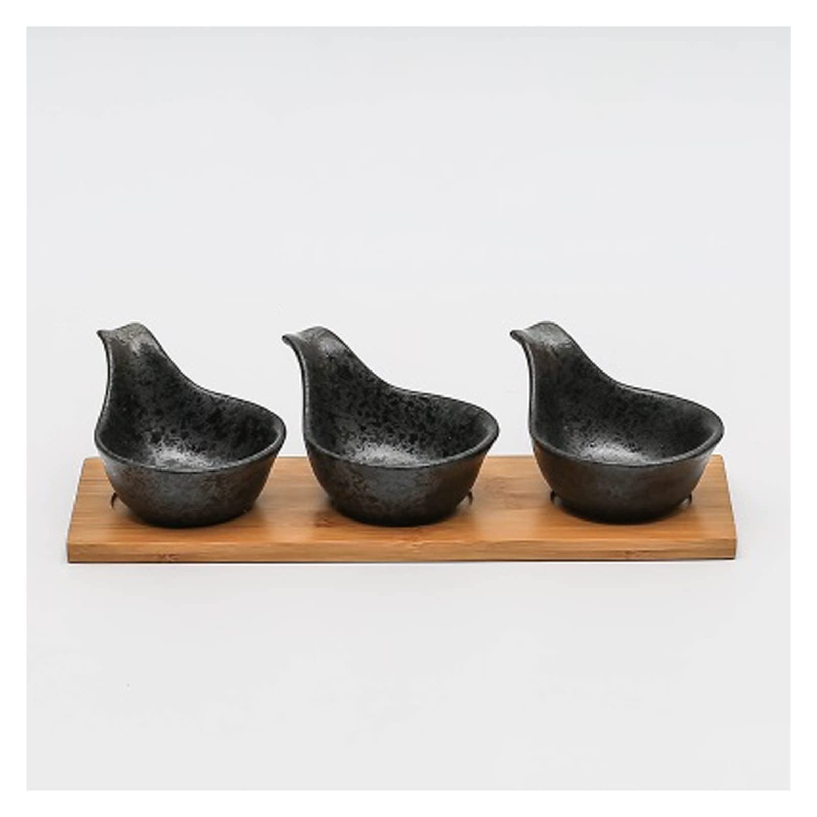 XYIANG Dipping Dish Dip Bowls Snack Bowl Drip Bowl Japanese Pottery With Wooden Plate Dried Fruit Snacks Candy Dish Separate Multipurpose Soy Sauce Appetizer Plate Seasoning Dish (1)