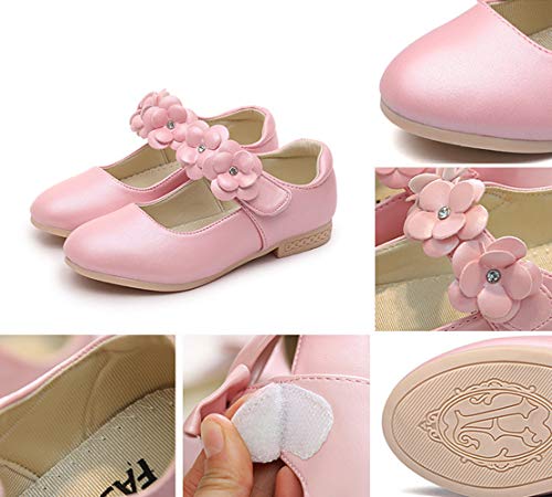 Girls’ Sweet Flower Ankle Strap Princess Dress Mary Jane Flats Shoes Pink Size 8.5M3