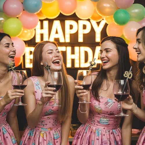 Pitillos desechables de papel 24 unidades tema 80 cumpleaños miniatura 7