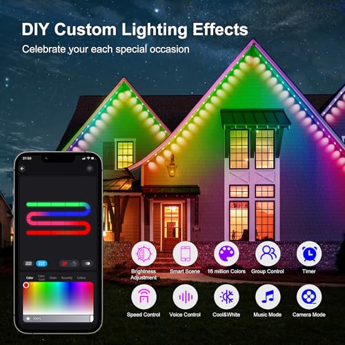 Luces exteriores permanentes LED RGB 30 m impermeables miniatura 4