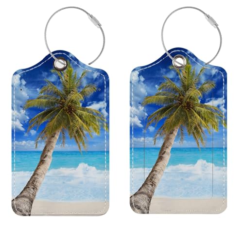 Luggage Tags for Suitcases, 2 Pack Cute PU Leather...