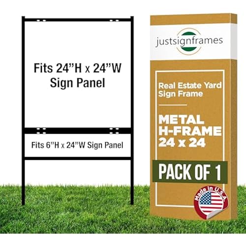 Real Estate H-Frame Yard Signs with 1 Rider, 24 x 24 in, Black, 1 Pack