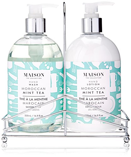 Upper Canada Soap Maison Hand/Body Wash and Lotion Caddy Gift Set, Moroccan Mint Tea
