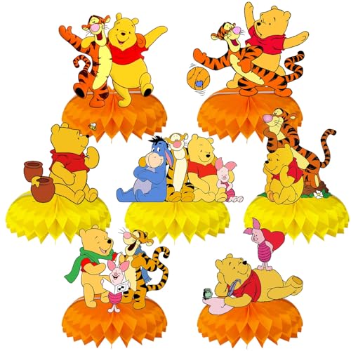 Winnie Birthday Party Supplies, 7Pcs Honeycomb...