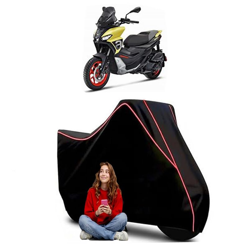Image of SR GT 200 Sport Scooty Bike Cover Water Resistant Outdoor Use Universal Fit Scooters Motorcycles Heavy Duty UV Protection Dust Rain Scratch Resistant Elastic Bottom Black Blue Piping