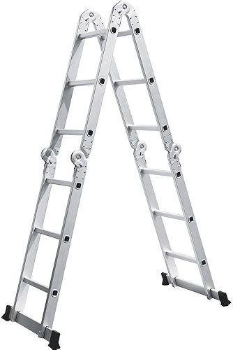 Escada de Alumínio Multifuncional 3x4 12 Degraus Prata